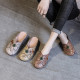 Floral Hollow out Vintage Low Heel Soft Sole Sandals Spring Summer Shoes