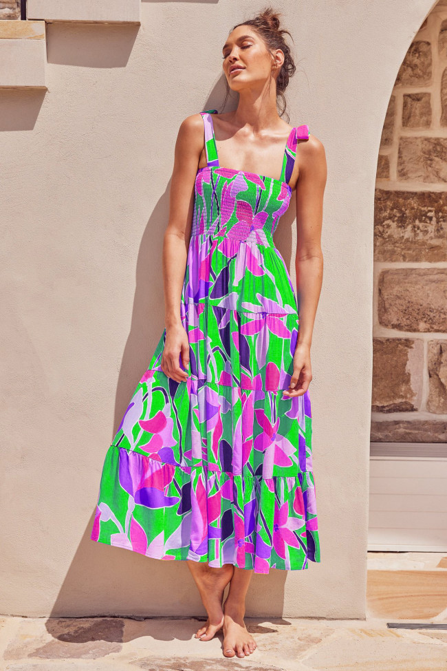 Women's Boho Dress Flowy Maxi Floral Dress