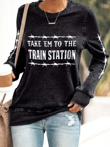 Women's Take 'Em To The Train Station Print Sweatshirt