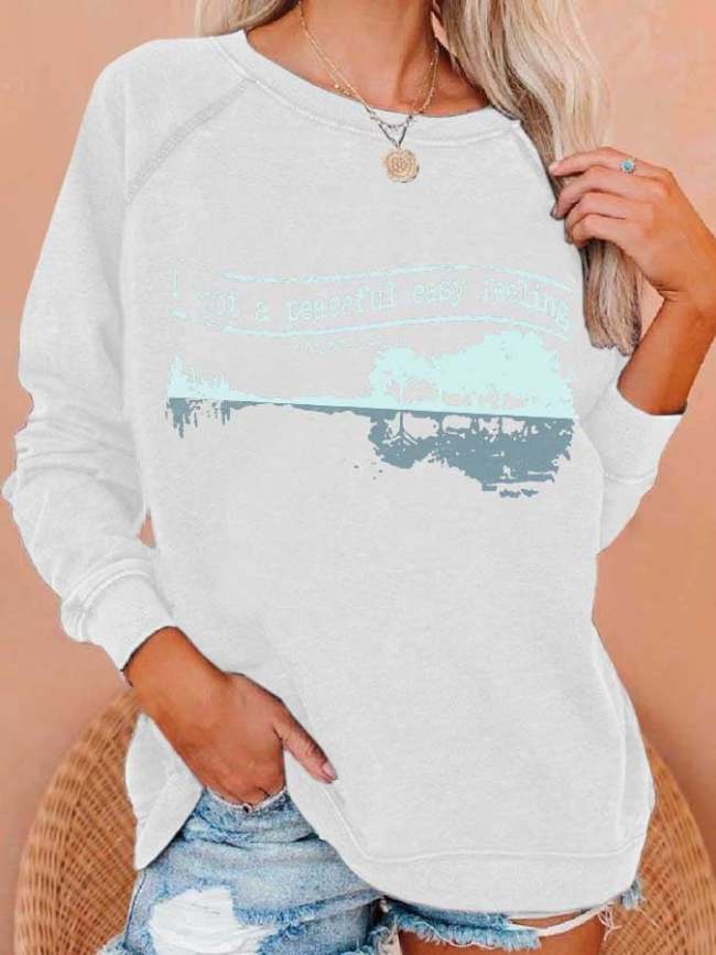 Hippie Guitar Lake Whisper Words Of Wisdom Let It Be Fashionable Print Long Sleeve Sweatshirt