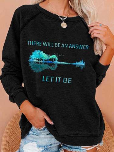Hippie Guitar Lake There Will Be An Answer Let It Be Print Sweatshirt