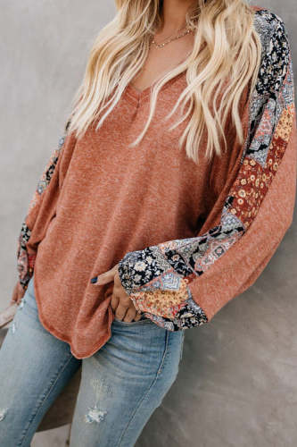 Boho Chiffon Sleeve Blouse V-Neck Loose Bohemian Top