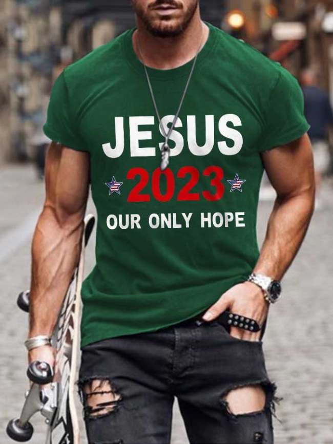 Retro Faith Jesus 2023 Our Only Hope Print T-Shirt