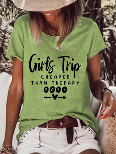 2023 Girls Trip Print Casual Loose Crew Neck Women's T-Shirt