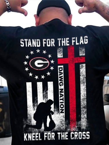 Men's Stand For The Flag Kneel For The Cross T-Shirt