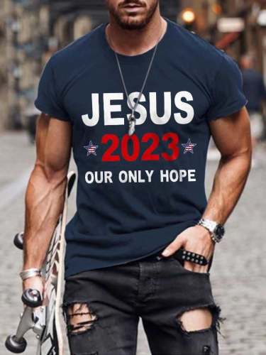 Retro Faith Jesus 2023 Our Only Hope Print T-Shirt