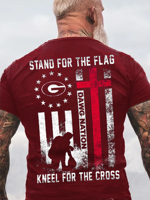 Men's Stand For The Flag Kneel For The Cross T-Shirt
