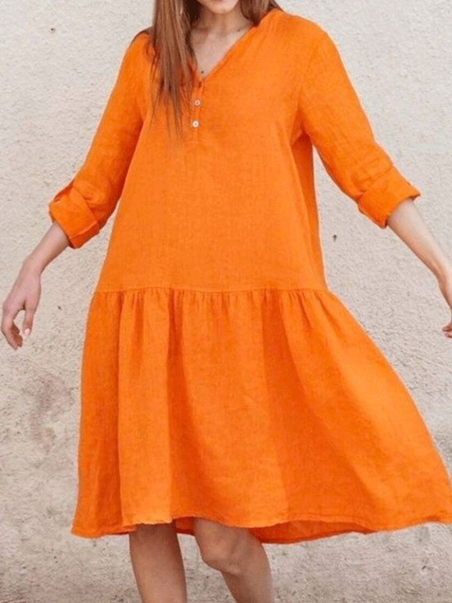 Casual Solid Linen Dress