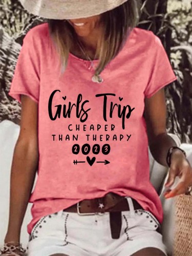 2023 Girls Trip Print Casual Loose Crew Neck Women's T-Shirt