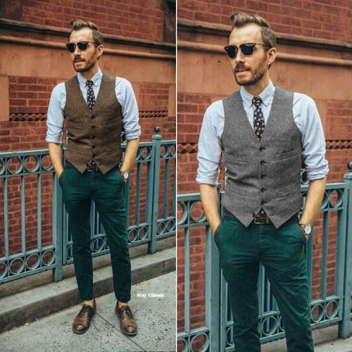 Single-breasted V-neck Vest Men's Suit Solid Color British Style Vest