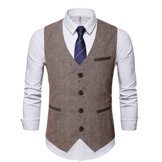 Men's Casual Vest Splicing Single-Breasted Vest Suit