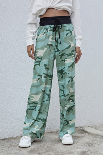 Women's Pant Casual High Waist Loose Pants Camouflage Print Wide Leg Pants Yoga Pant