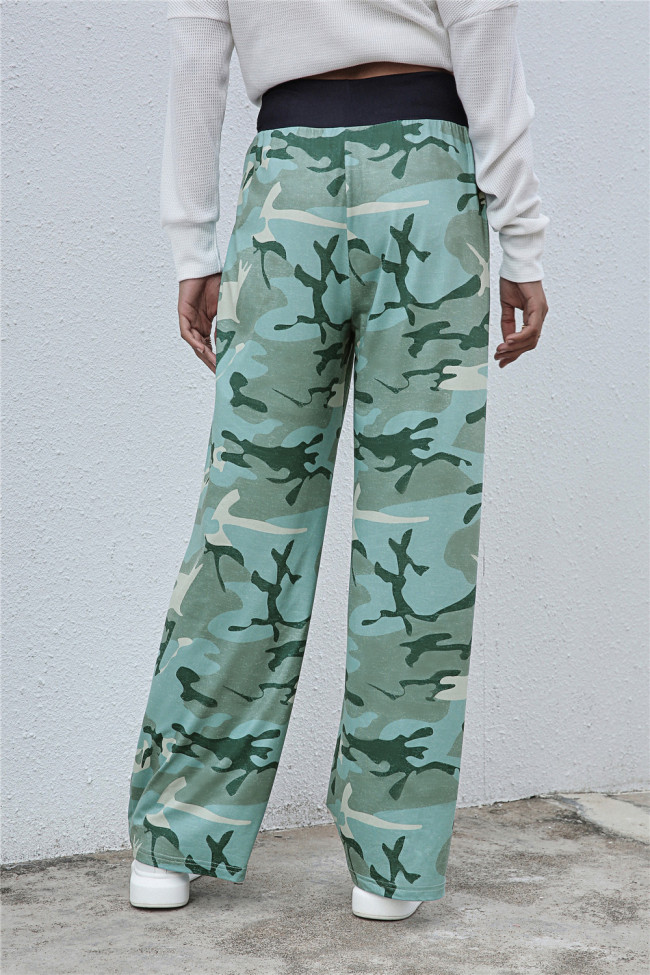 Women's Pant Casual High Waist Loose Pants Camouflage Print Wide Leg Pants Yoga Pant
