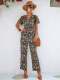 Printed V-Neck Flutter Sleeve Jumpsuit