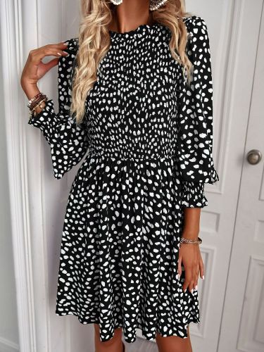 Lynne Printed Puff Sleeve Smocked Dress