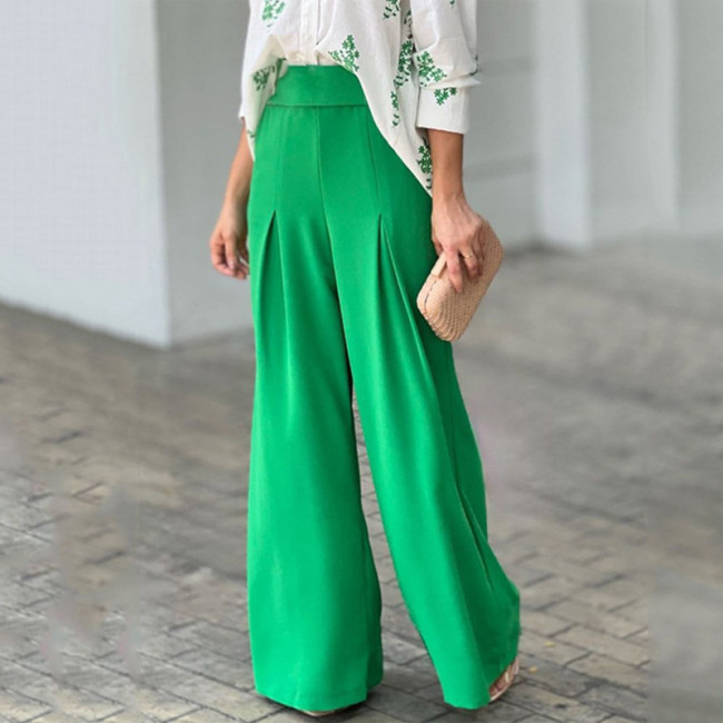 Women's Set 2 Piece Floral Casual Top and Wide Leg Pant