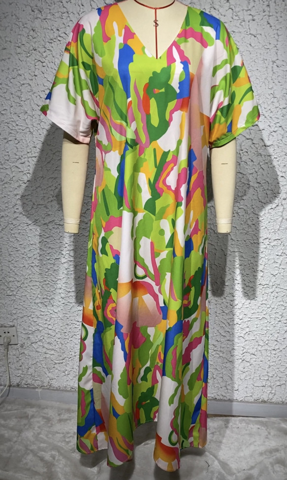 Women's Summer Floral Dress V-Neck Loose Maxi Holiday Dresses