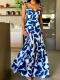 Women's Boho Dress Summer Floral Print A Line Maxi Dress