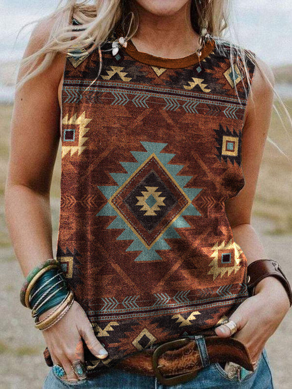 Women's Tank Aztec Tribal Print Sleeveless Tank Top