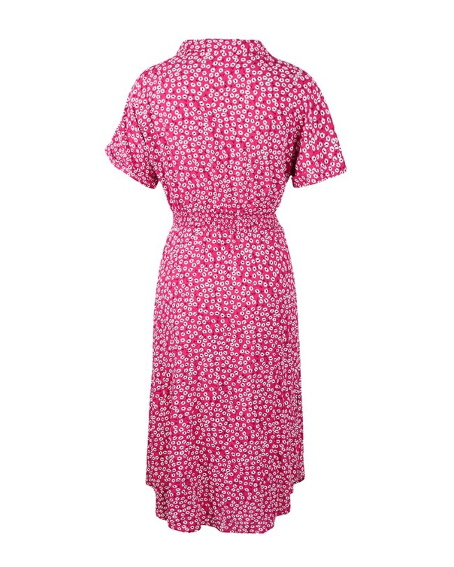 Women's Boho Dress Floral Print Single Breasted Midi Dress