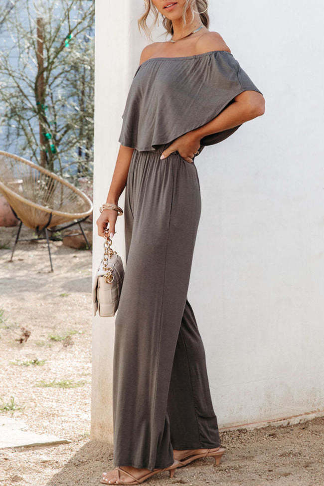 Casual Daily Solid Solid Color Off the Shoulder Regular Jumpsuits