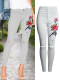 3D Embroidery Floral Slim-Fit Women's Jean Pants Ripped Jeans