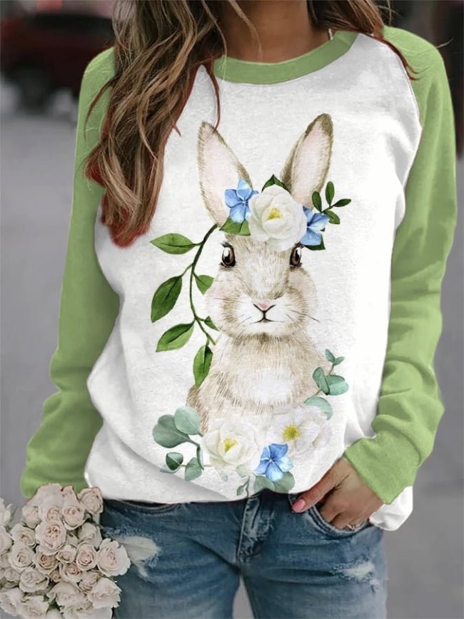 Women's Watercolor Easter Bunny Sweatshirt