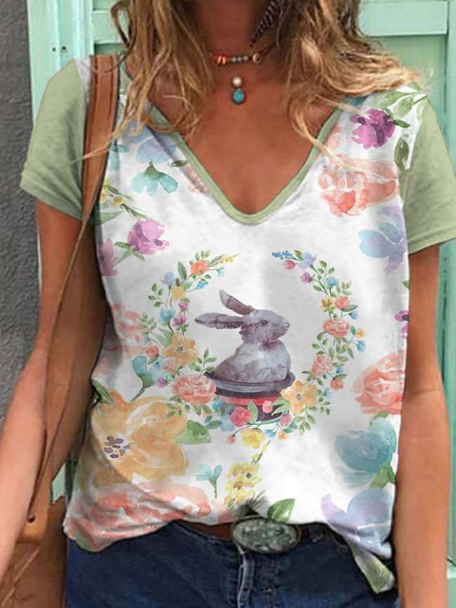 Women's Easter Bunny Print T-shirt