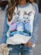 Easter Cute Bunny Print Long Sleeve Sweatshirt