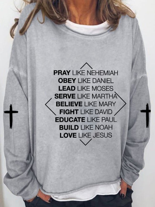 Women's Love Like Jesus Print Casual Long Sleeve T-Shirt