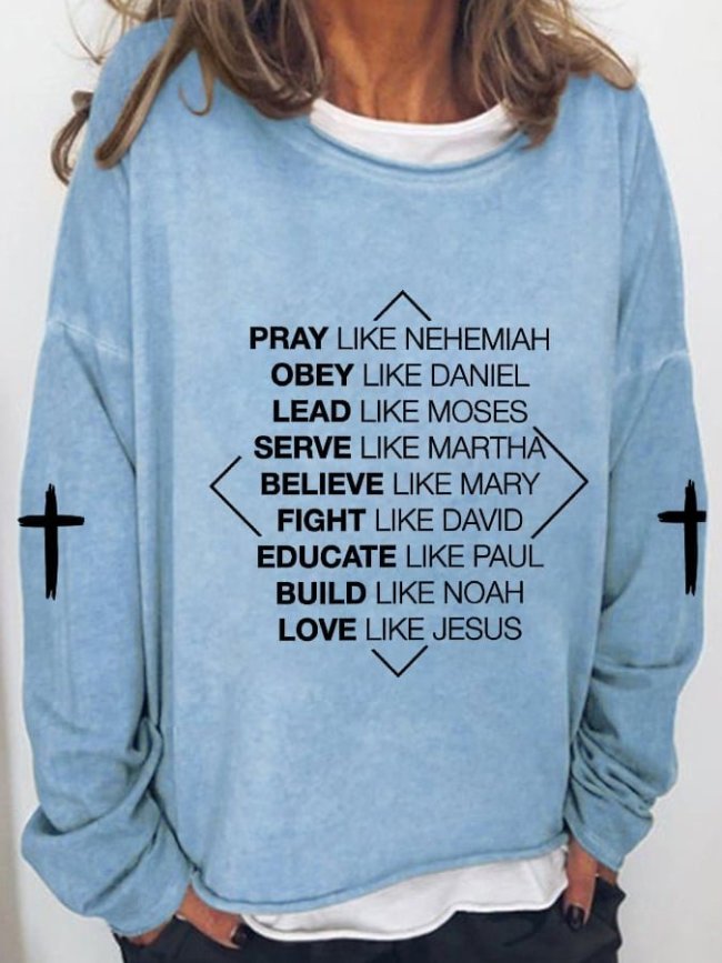 Women's Love Like Jesus Print Casual Long Sleeve T-Shirt