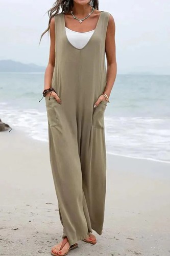 Women's Jumpsuit V-Neck Sleeveless Loose Wide Leg Jumpsuits