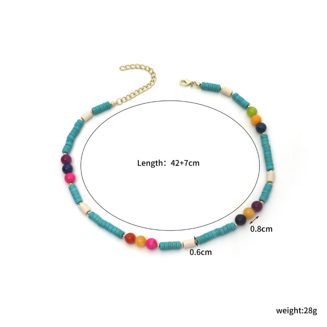 Women Turquoise Long Beaded Necklace Vintage Ethnic Boho Necklace Jewelry
