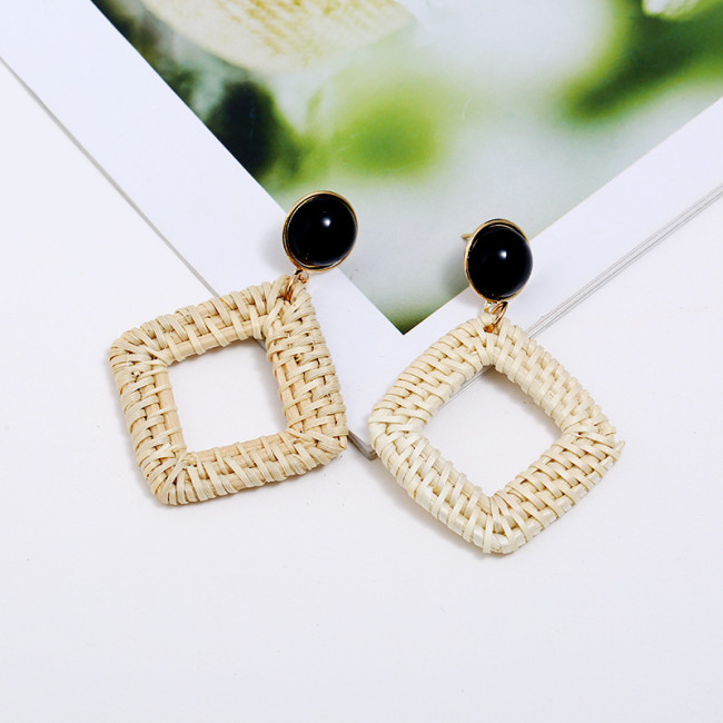 Vintage Earrings Bamboo and Rattan Handwoven Earrings Ethnic Style Rattan Earrings