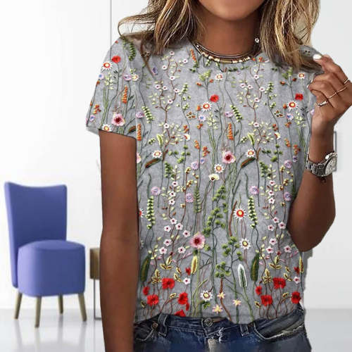 Floral Print Casual T-Shirt