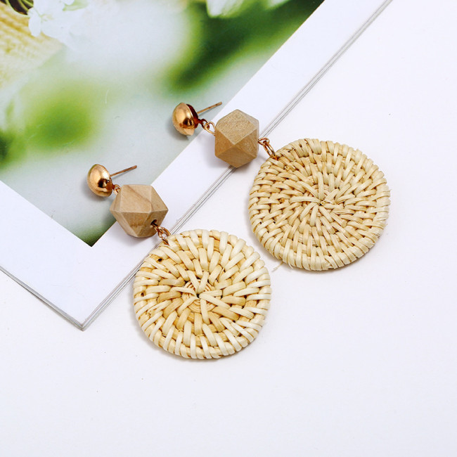 Boho Vintage Earrings Bamboo and Rattan Handwoven Earrings Ethnic Style Rattan Earrings