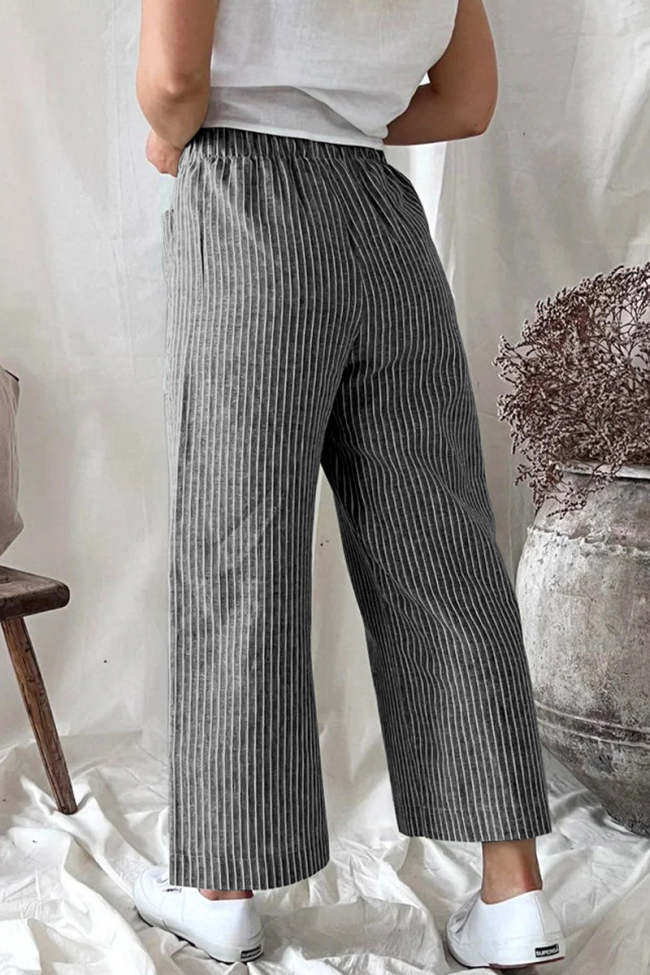 Casual Solid Pocket Loose Straight Bottoms(5 Colors)