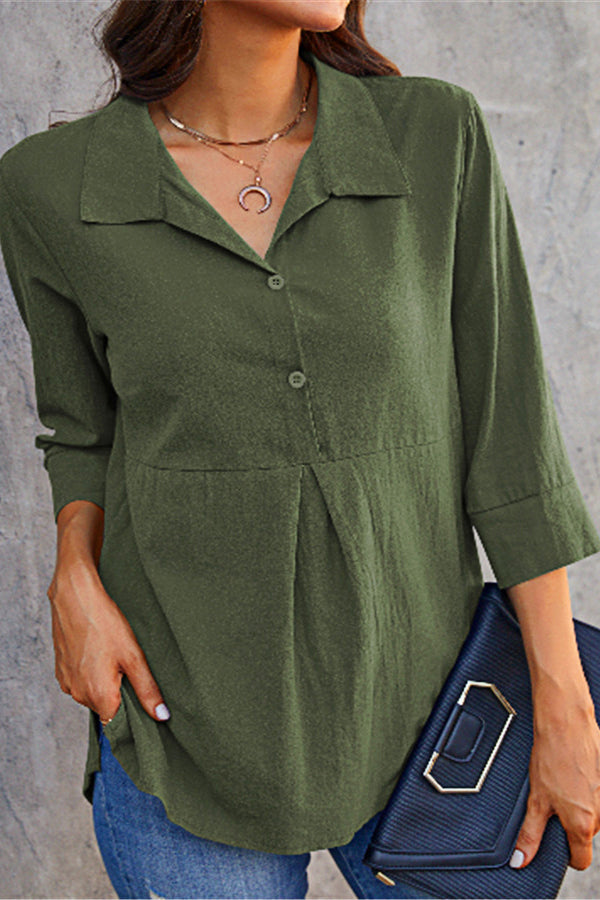 US$ 29.99 - Women's Cotton Linen Loose Solid Shirt - www.zicopop.com