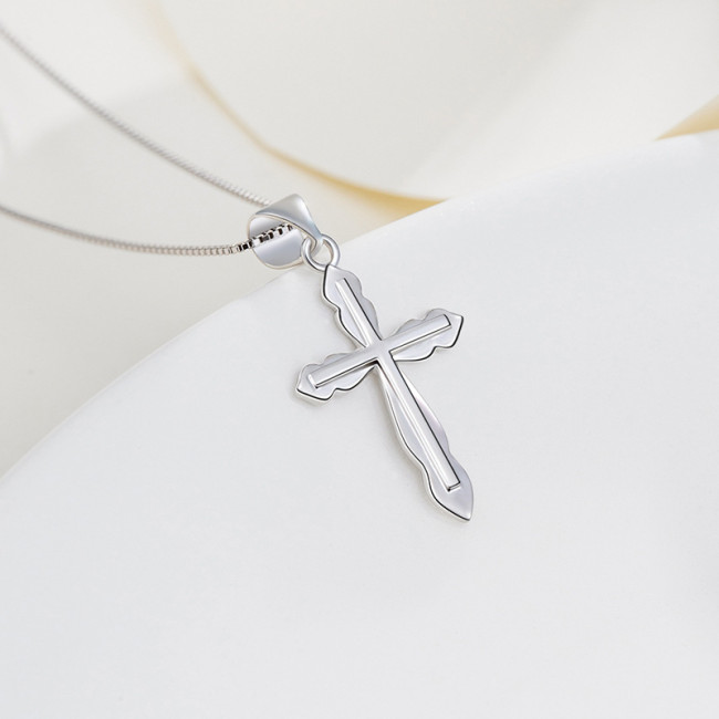 Copper Alloy Engraved Cross Pendant Necklace Jesus Pendant Necklace