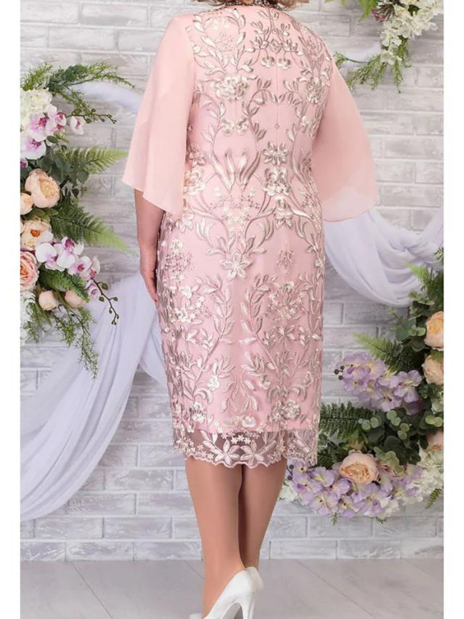 Women's Plus Size Wedding Dress Embroidered Floral Lace Cocktail Party Dress Mother of the Bride Dress