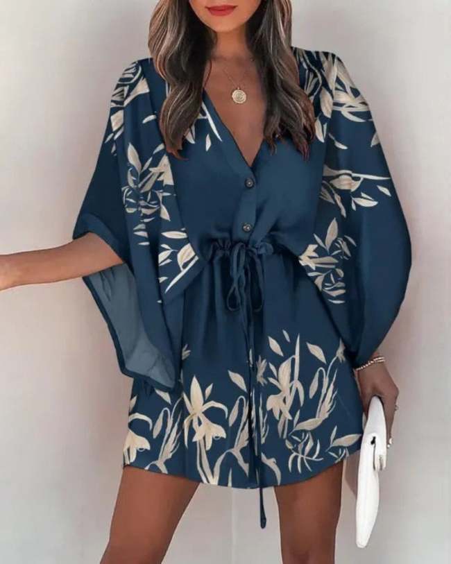 Batwing Sleeve Summer Shirt Dresses Beach Dress