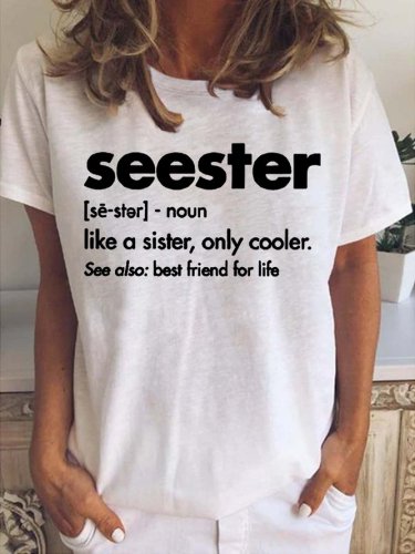 Seester Women's Short Sleeve Funny Quotes Print T-Shirt