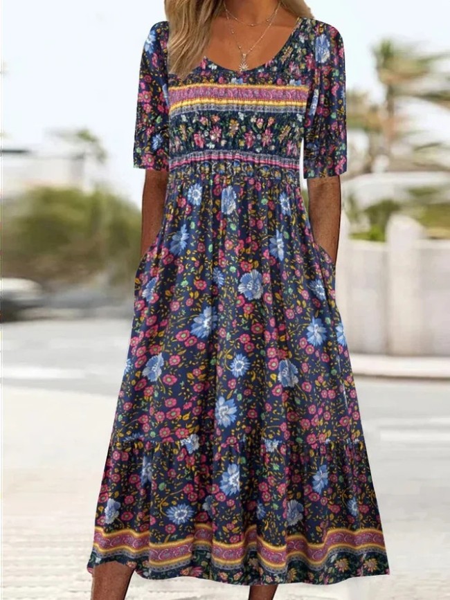 US$ 28.89 - Women's Bohemian Dress Ethnic Floral Print Beach Boho ...