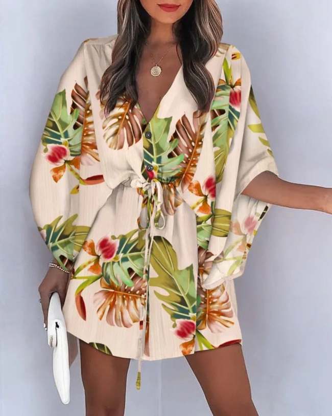 Batwing Sleeve Summer Shirt Dresses Beach Dress