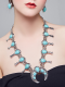 Bohemian Style Tribal Turquoise Necklace Horn Pendant Alloy Plating Necklace
