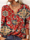 Ethnic Style Floral Print Blouse