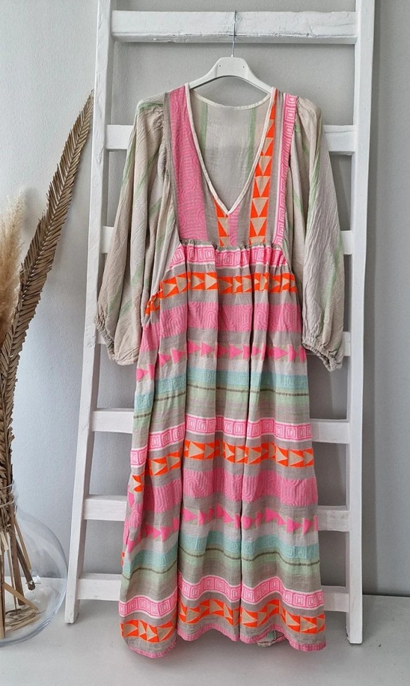 Women's Boho Dress Ethnic Geometric Pattern V-Neck Loose Beach Vacation Dress