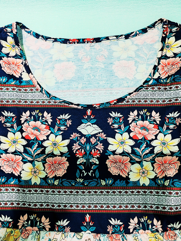 Women's Bohemian Dress Ethnic Floral Print Beach Boho Summer Midi Dress