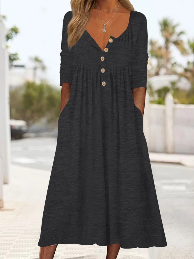US$ 24.89 - Women's Casual Dress Solid Loose Midi Dress - www.zicopop.com