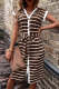 Casual Simplicity Striped Frenulum Printed Dresses